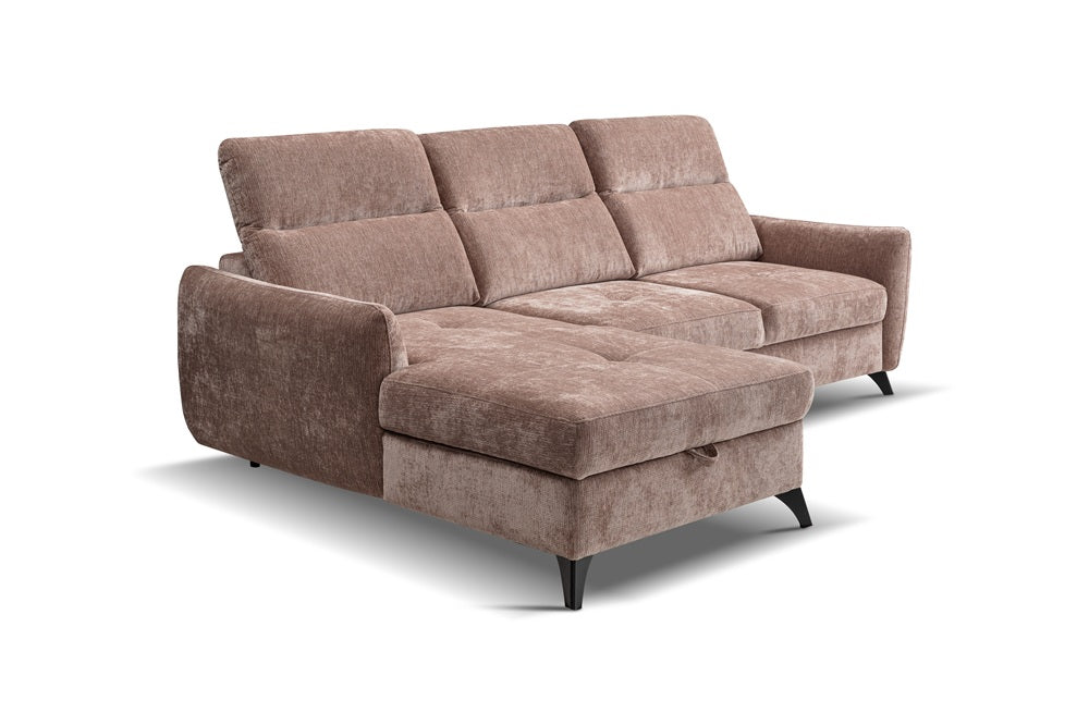 Narożna sofa z funkcją spania Mario z pojemnikiem na pościel