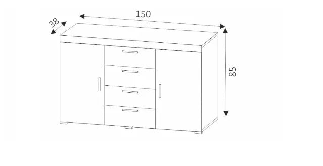 Tom Express Delivery Sideboard in Oak Sonoma / White dimensions