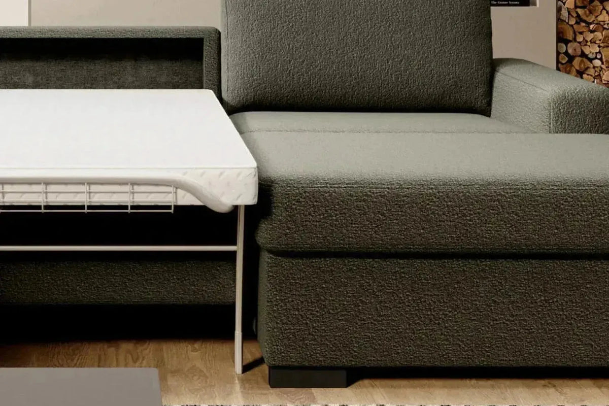 Vanilla Corner Sofa Bed With Storage
