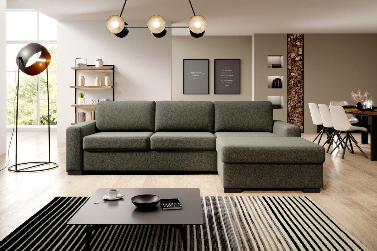 Vanilla Corner Sofa Bed With Storage