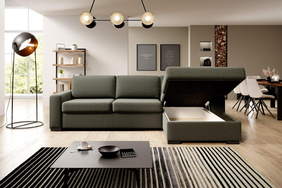 Vanilla Corner Sofa Bed With Storage