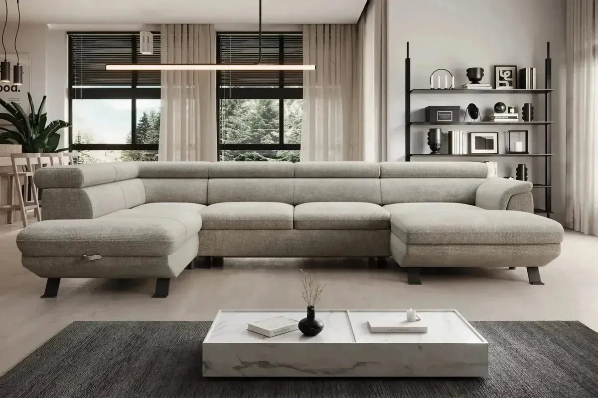 Raven Xl U Shape Corner Sofa Bed With Storage