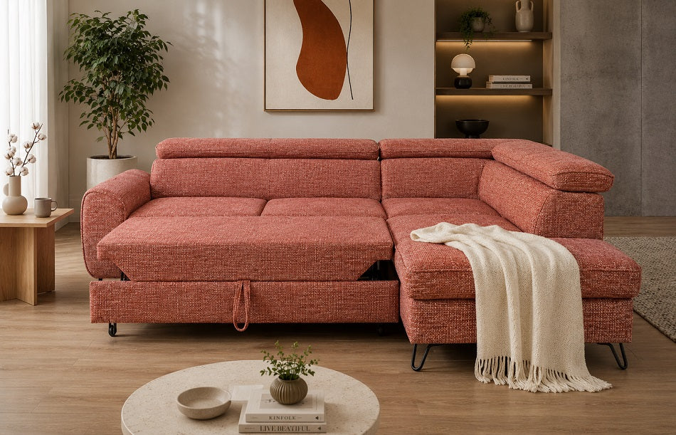Idylla Express Delivery Corner Sofa Bed With Storage EUSTON RUSTIC