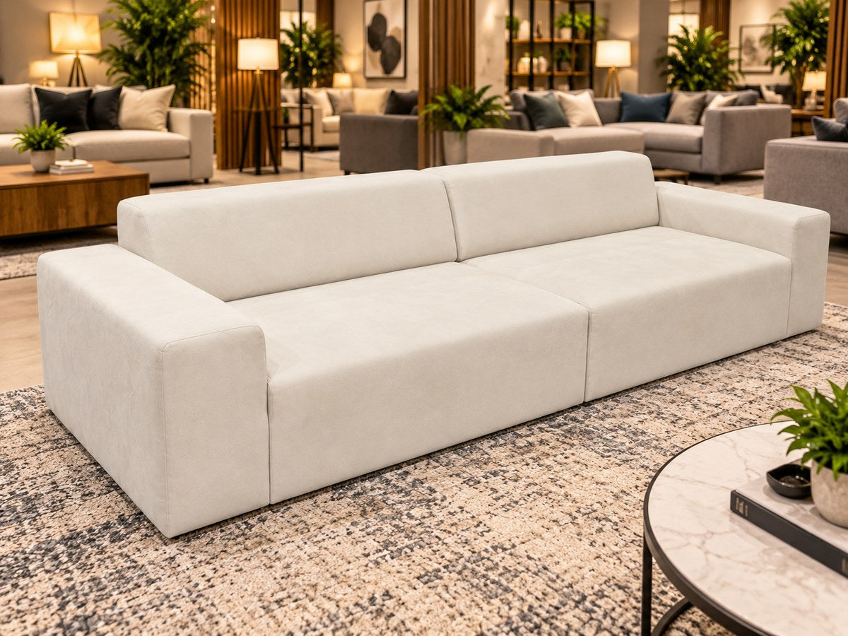 Ex-Display Zeus II 3-seater Sofa Matt Velvet Malia Cream
