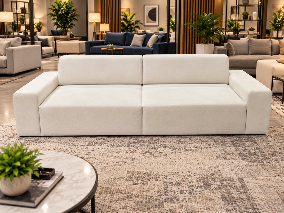Ex-Display Zeus II 3-seater Sofa Matt Velvet Malia Cream