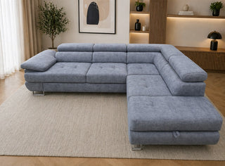 Ex-Display Lavos Corner Sofa Bed With Storage Zoya 10 with matching Footstool