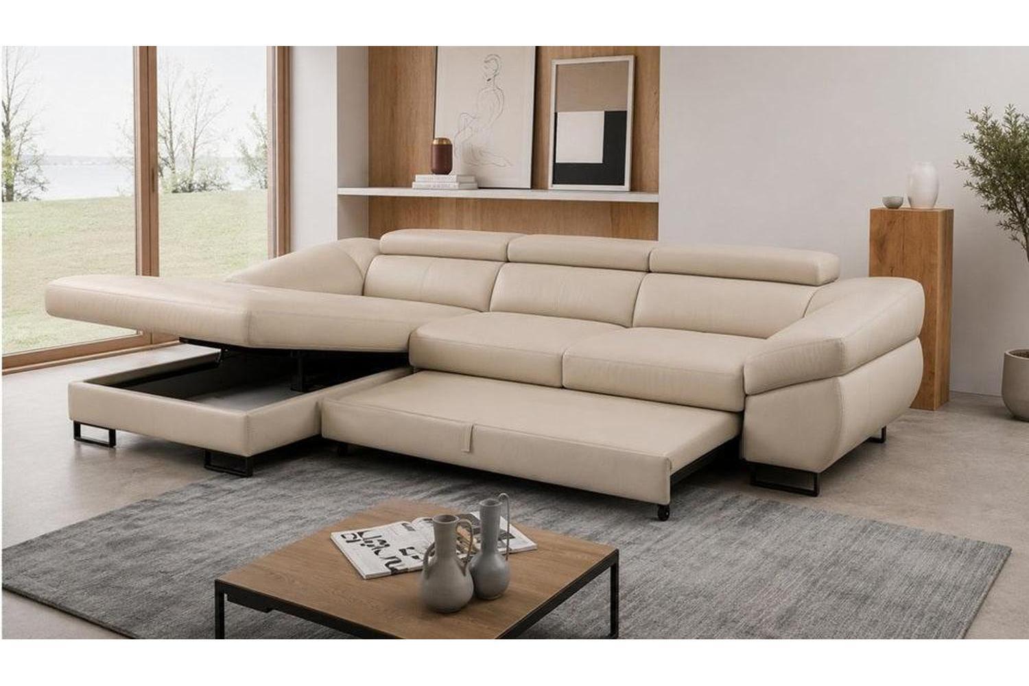 Fabio Mini Corner Sofa Bed With Storage in Eco-Leather Vienna 3 Clearance