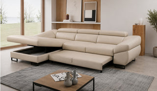 Fabio Mini Corner Sofa Bed With Storage in Eco-Leather Vienna 3 Clearance