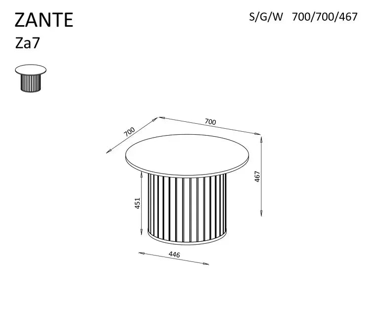Zante Coffee/Side Table dimensions