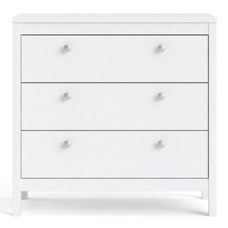 Madrid Chest 3 Drawers in White - Msofas LTD