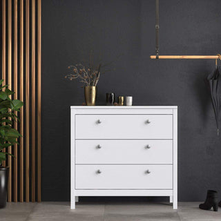 Madrid Chest 3 Drawers in White - Msofas LTD