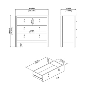 Madrid Chest 3 Drawers in White - Msofas LTD