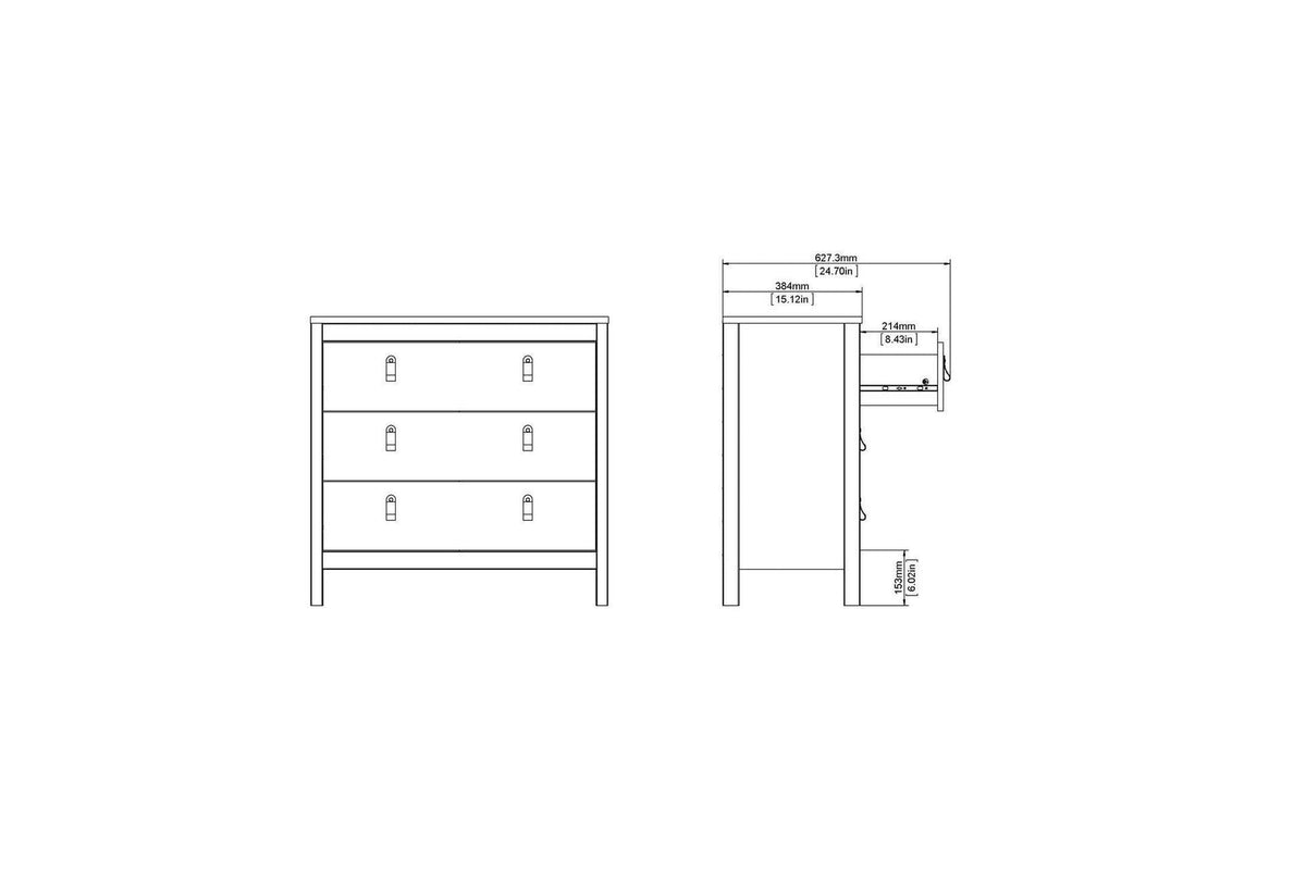 Madrid Chest 3 Drawers In White