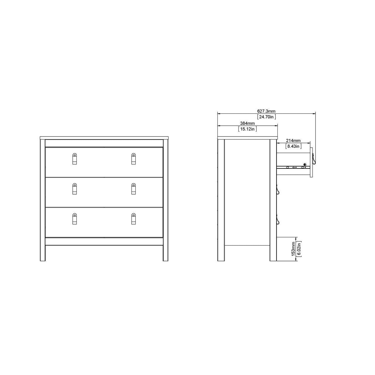 Madrid Chest 3 Drawers in White