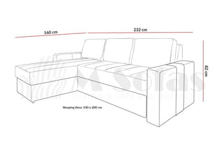 Adel Corner Sofa Bed Graphite - Fast Delivery - Msofas LTD