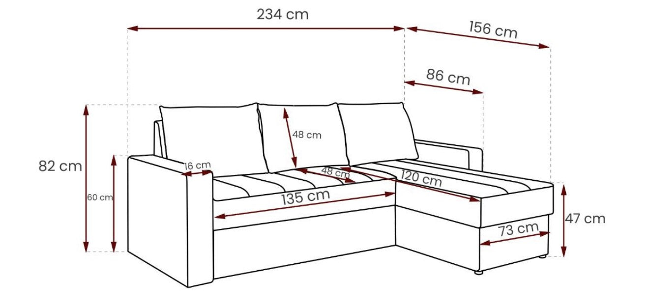 Adel Corner Sofa Bed - Fast Delivery 