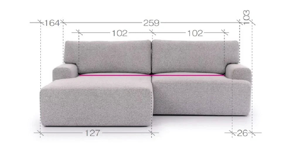 Amun Corner Sofa Bed With Storage dimensions
