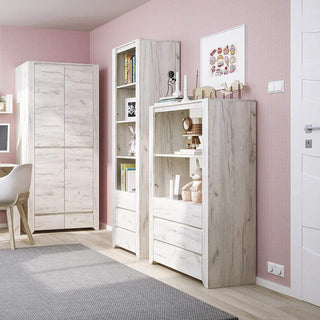 Angel Tall Narrow 3 Drawer Bookcase Fast Delivery - Msofas LTD