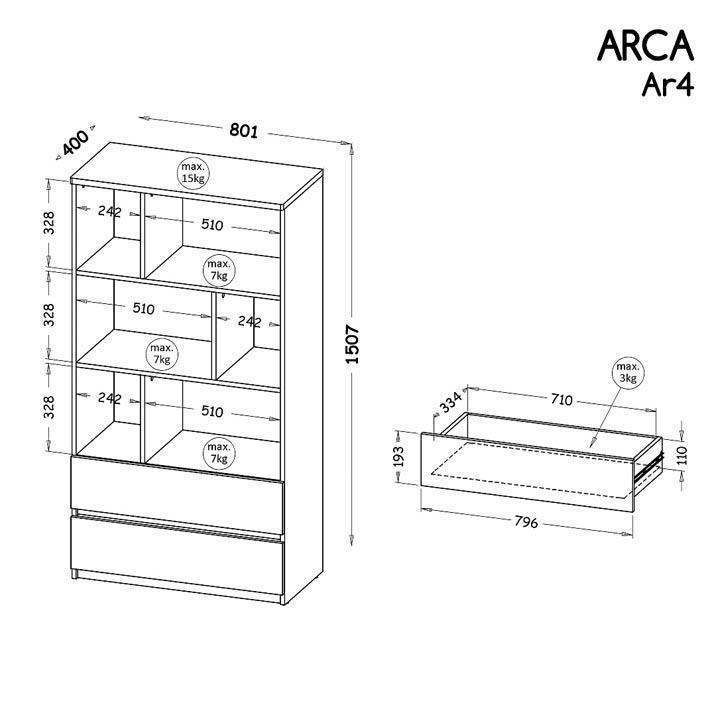 Arca Bookcase 80 With Drawers