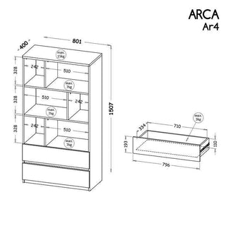 Arca Bookcase 80 With Drawers - Msofas LTD