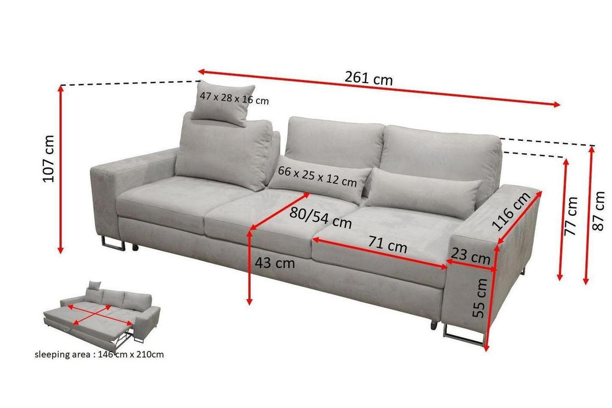 Asti 3 Seater Sofa Bed