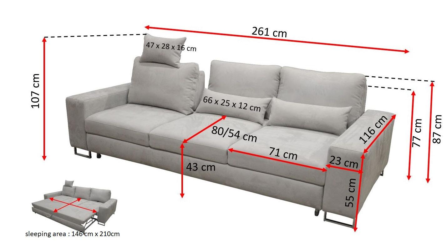 Asti 3 seater Sofa Bed