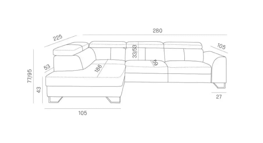 Asto XL Corner Sofa Bed With Storage dimensions