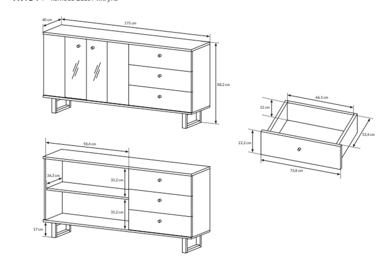 Avio Glass Sideboard with Drawers 175