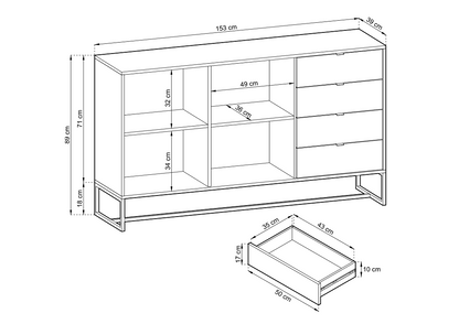 Amber 2 Door 4 Drawer Sideboard 