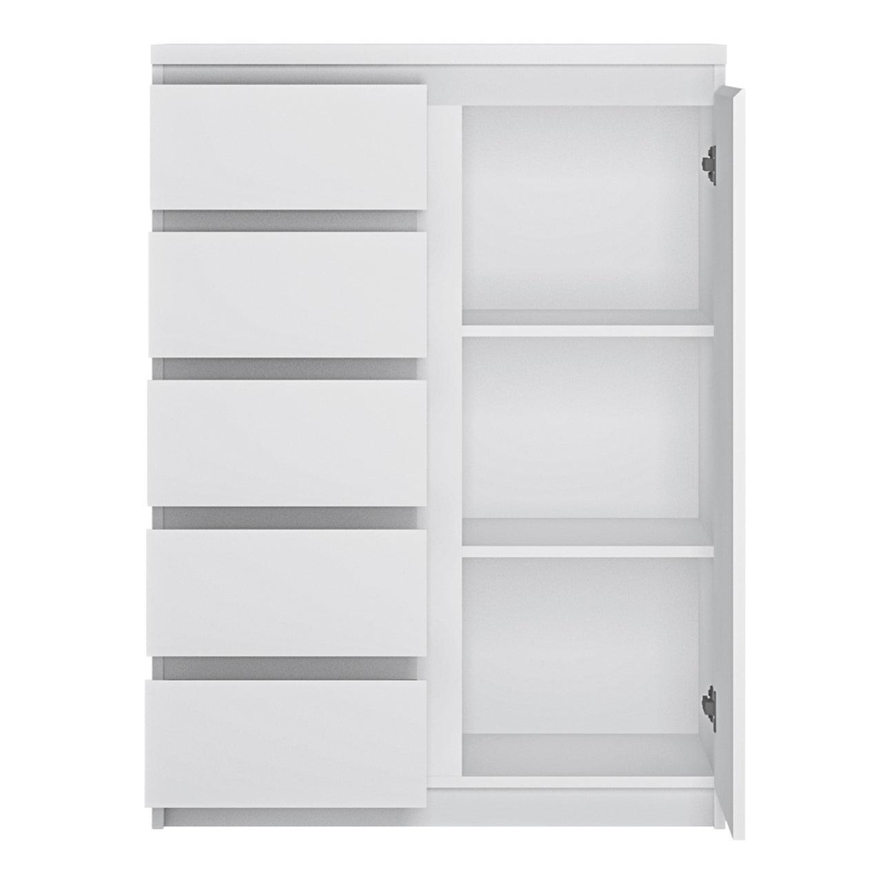 Fribo 1 Door 5 Drawer Cabinet in White