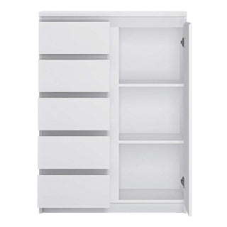 Fribo 1 Door 5 Drawer Cabinet in White - Msofas LTD