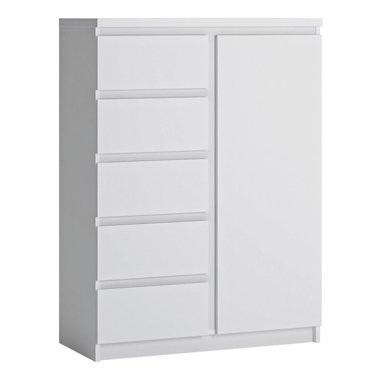 Fribo 1 Door 5 Drawer Cabinet in White