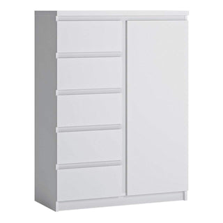 Fribo 1 Door 5 Drawer Cabinet in White - Msofas LTD