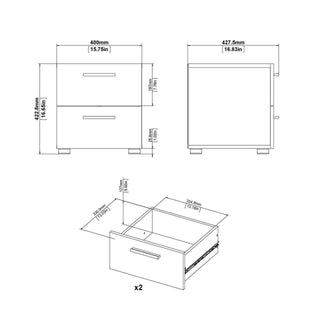 Pepe Bedside 2 Drawers in Truffle Oak - Msofas LTD