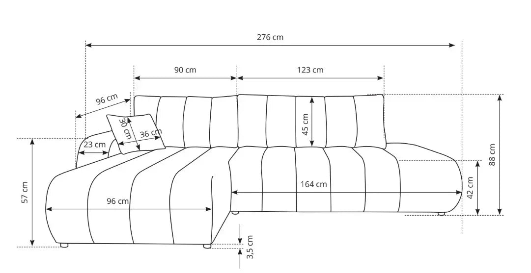 Baloo Corner Sofa Bed With Storage dimensions