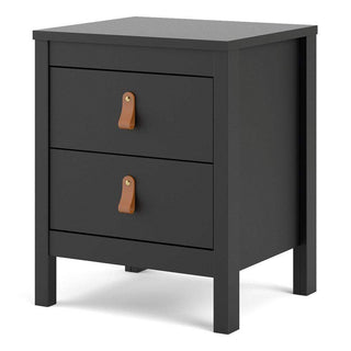 Barcelona Bedside Table 2 drawers in Matt Black - Msofas LTD