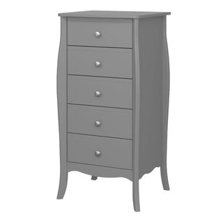 Baroque Chest of 5 Drawers Grey