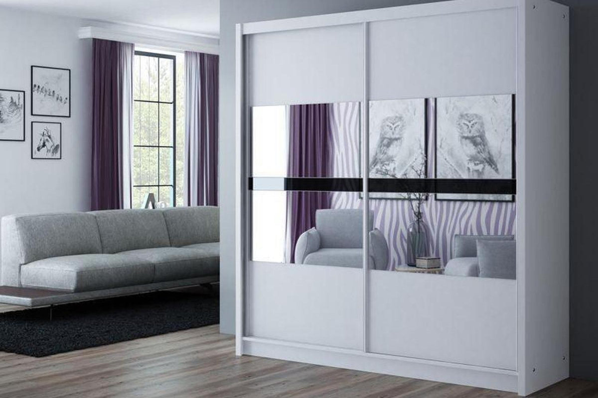 Batumi 203 Sliding Wardrobe White With Mirror