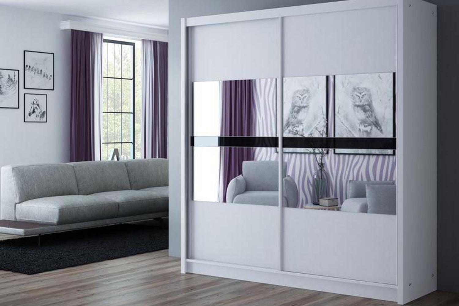 Batumi 203 Sliding Wardrobe White With Mirror