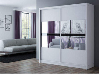 Batumi 203 Wardrobe White with Mirror - Msofas LTD