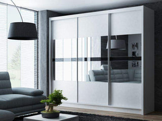 Batumi 250 Wardrobe White with Mirror - Msofas LTD