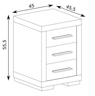 Vegas 3 Drawer Bedside Table - Msofas LTD