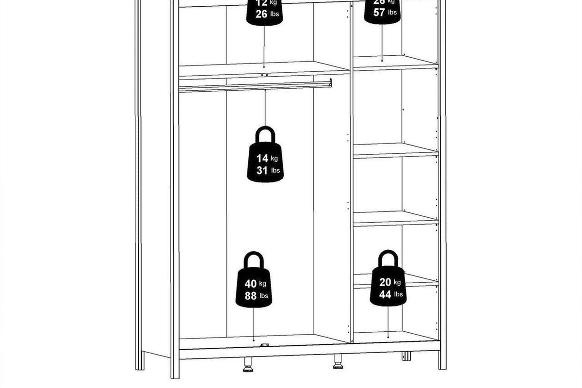 Madrid Wardrobe With 3 Doors In Matt Black