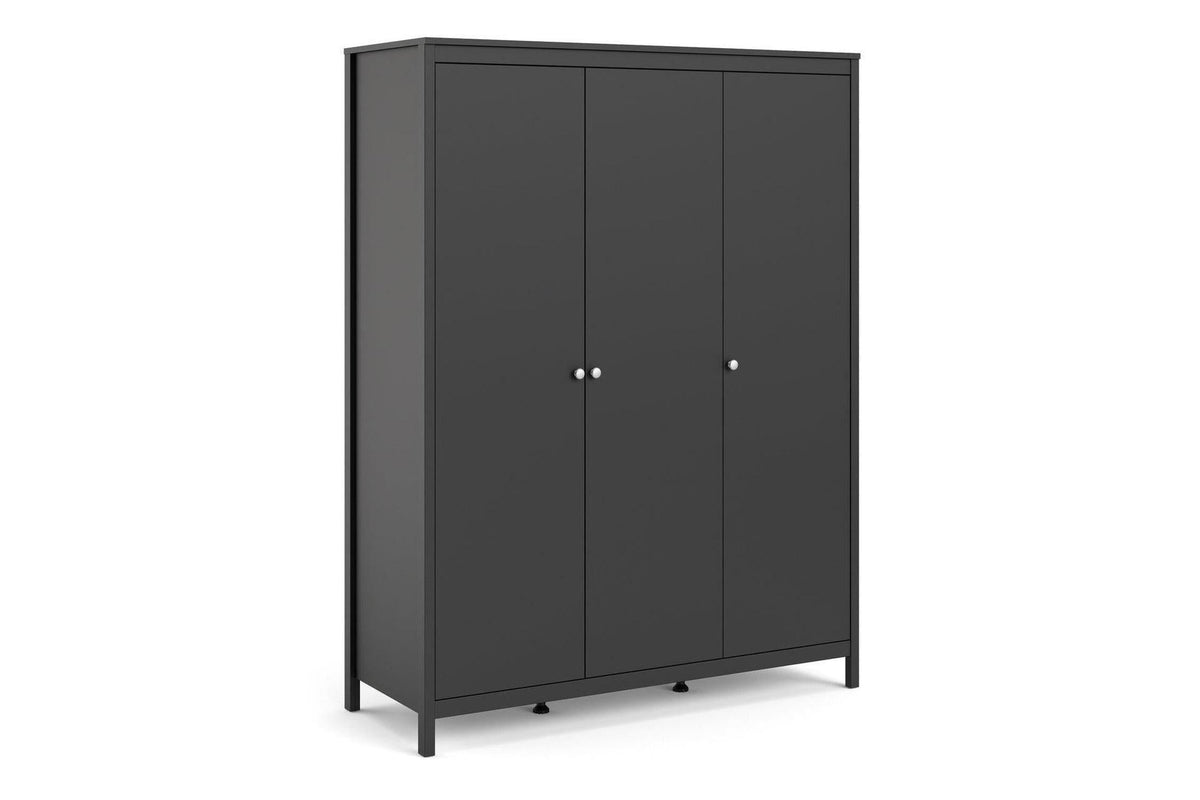 Madrid Wardrobe With 3 Doors In Matt Black