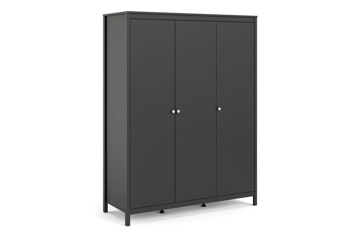 Madrid Wardrobe With 3 Doors In Matt Black