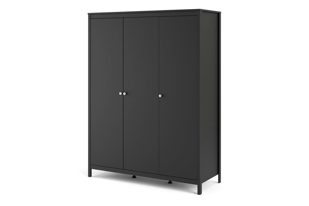 Madrid Wardrobe With 3 Doors In Matt Black