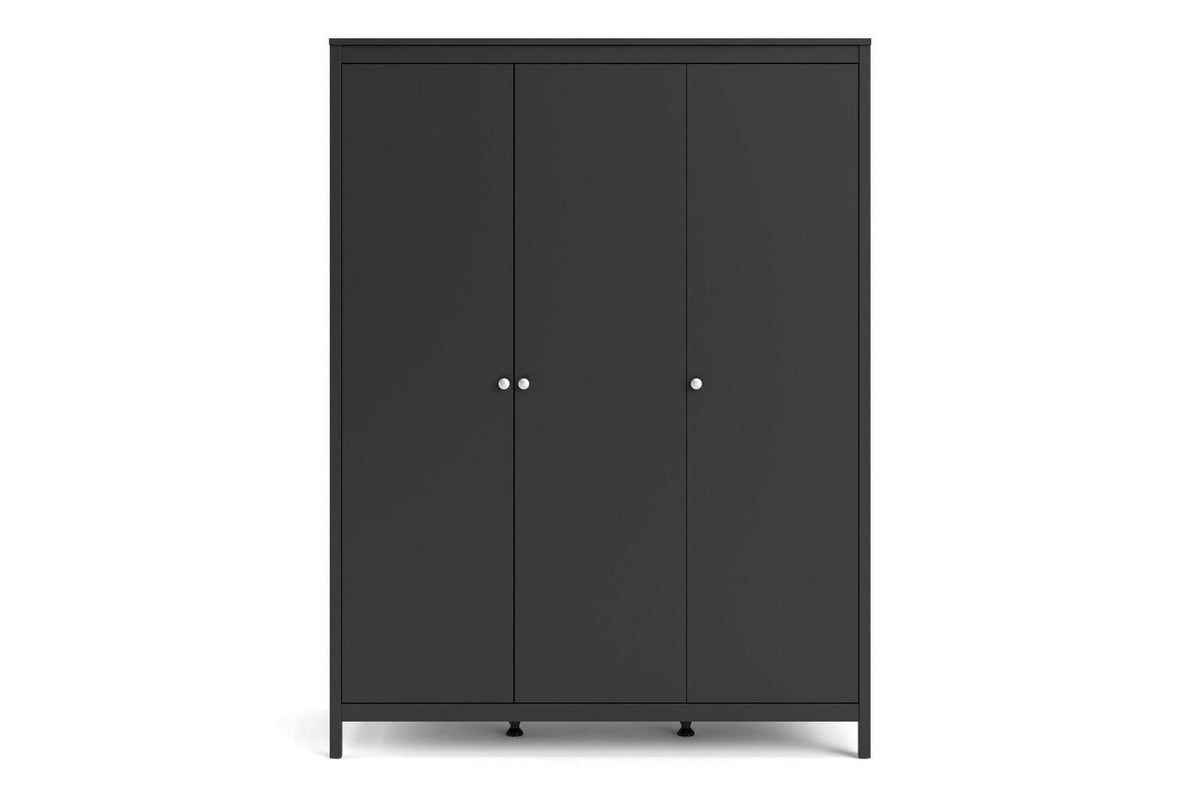 Madrid Wardrobe With 3 Doors In Matt Black
