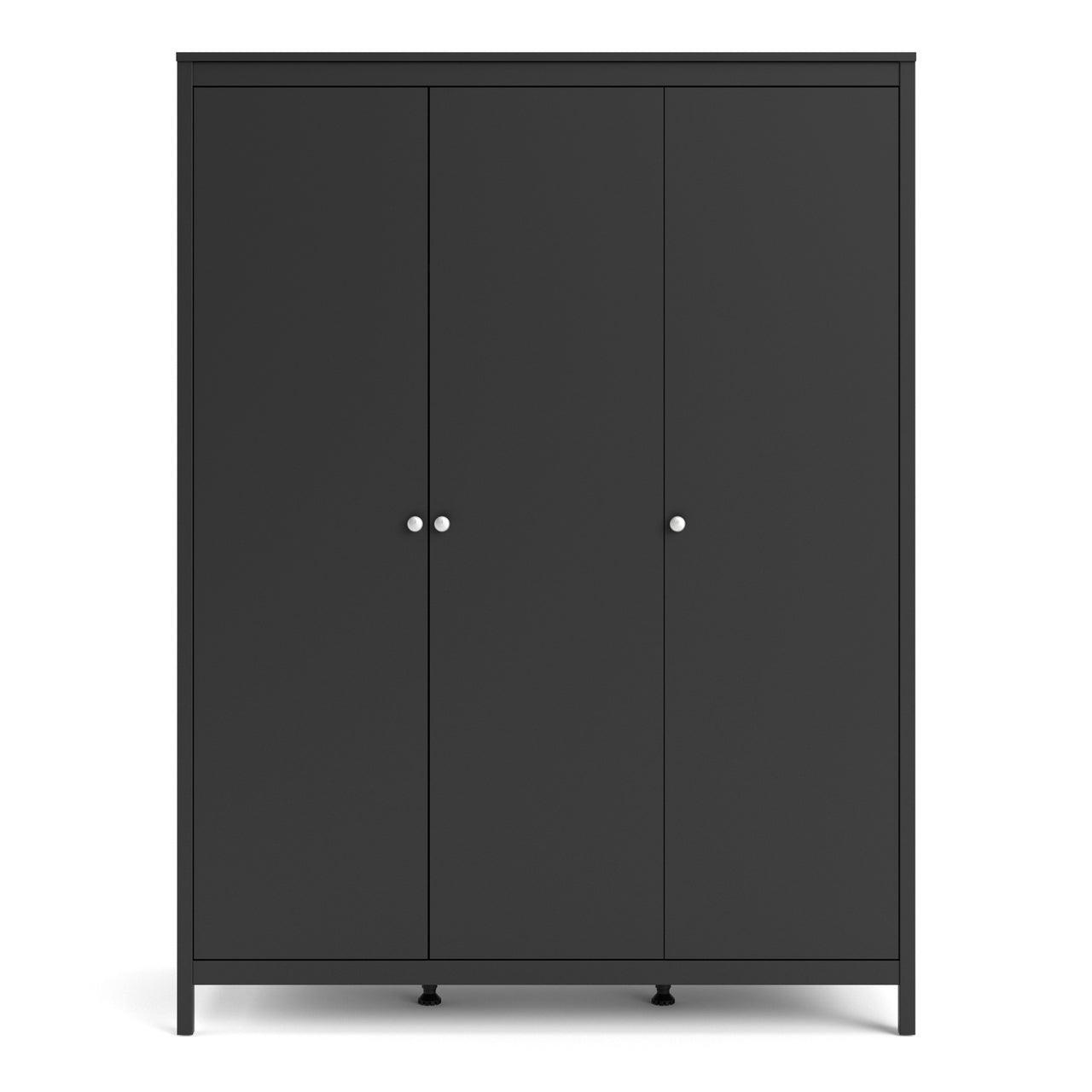 Madrid Wardrobe with 3 Doors in Matt Black