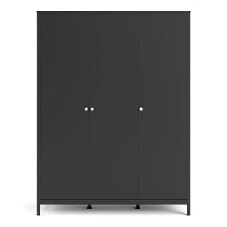 Madrid Wardrobe with 3 Doors in Matt Black - Msofas LTD