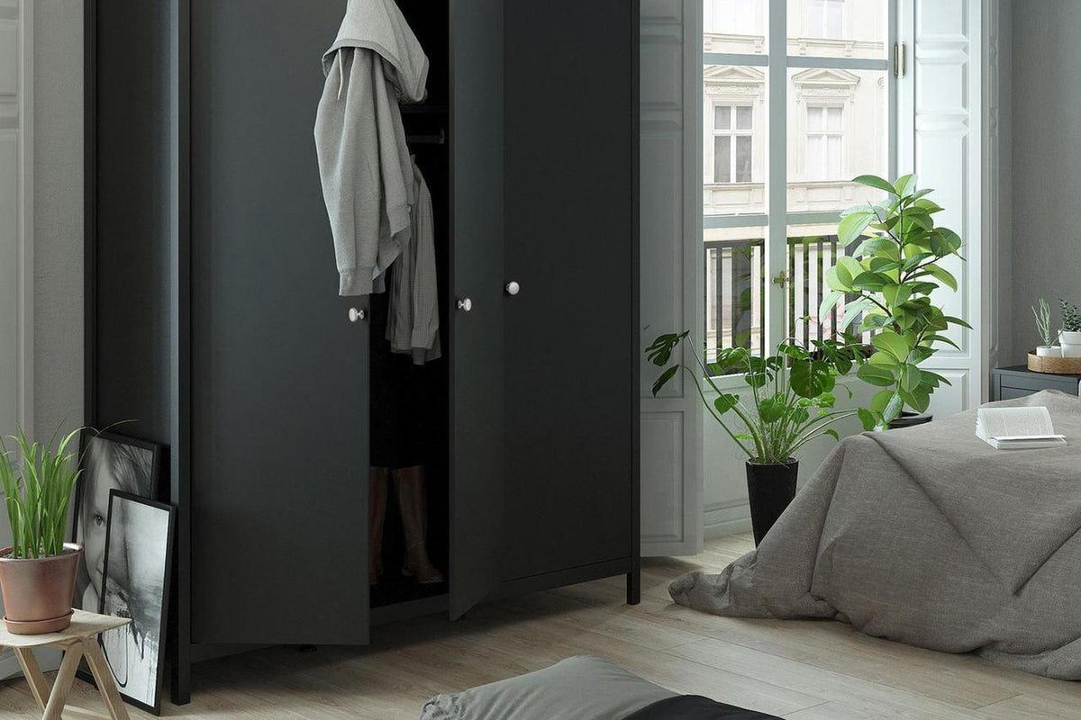 Madrid Wardrobe With 3 Doors In Matt Black